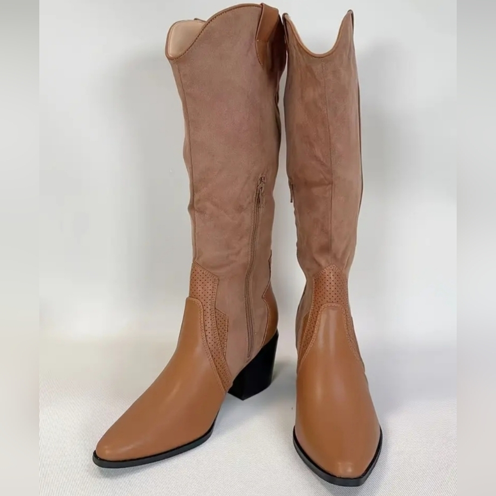 Western Brown Knee-High Boots Sz 8